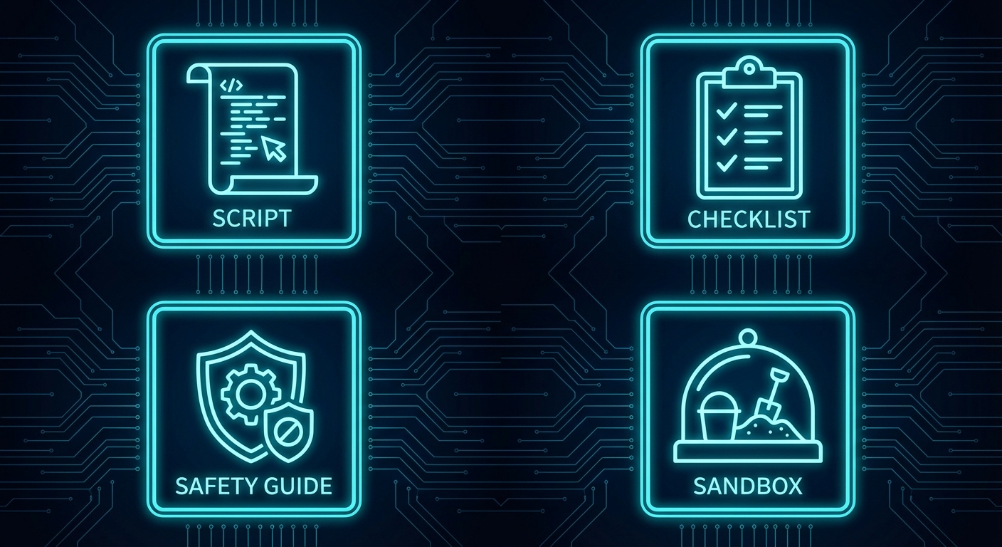 OpenClaw Starter Kit contents: script, checklist, safety guide, sandbox